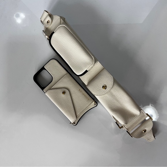 Bandolier Billy Crossbody Strap And Iphone 13 ProMax Case Ivory/Gold - Picture 4 of 8